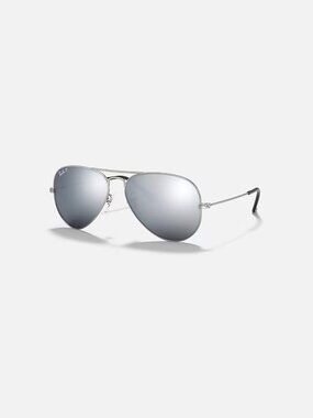 Ray-Ban Aviator Mirror: Matte Silver Frame, Silver Mirror Lens w/ case